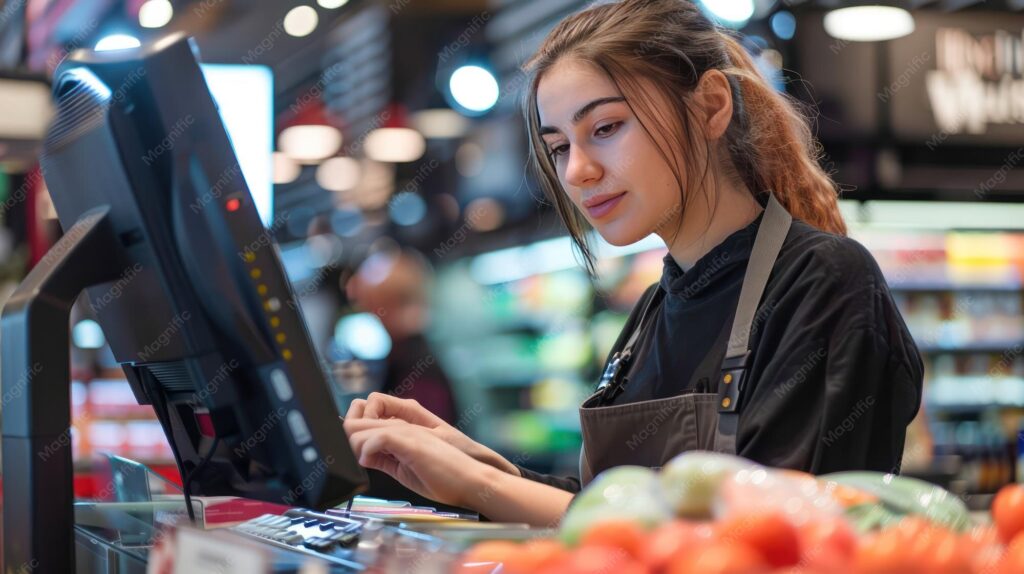 Retail Worker At A Cash Register